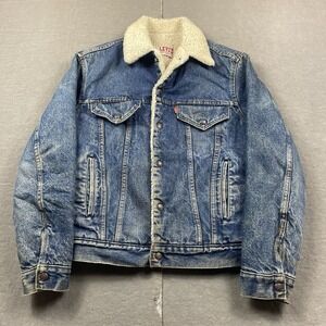 Vintage Levis Jacket Mens 36R Blue Sherpa Lined Denim Jean Trucker Snap USA 80s